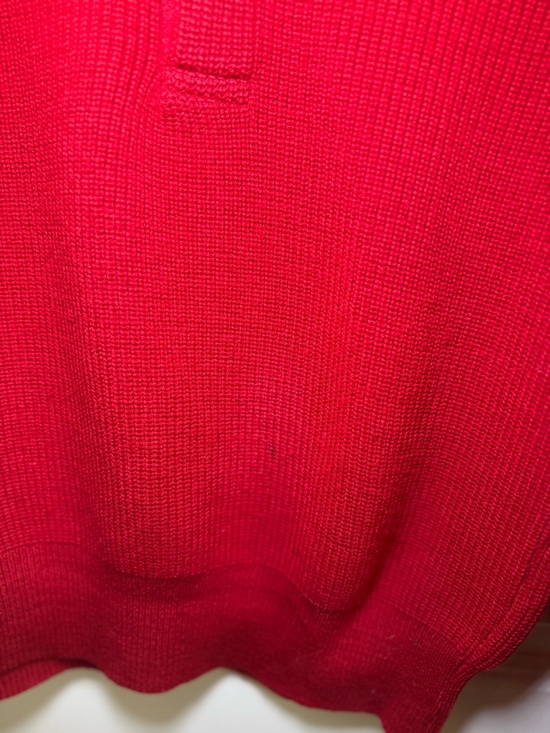 Vintage L.L. Bean Women's Vivid Red 3 Button Mock Neck Sweater - Picture 5 of 8